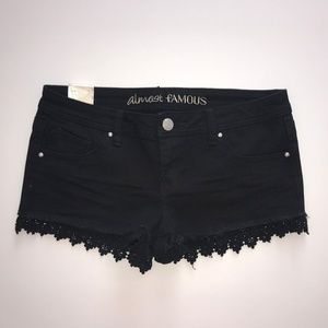Black Almost Famous Denim Shorts w/Lace Detail